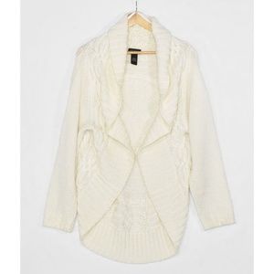 Lane Bryant Ivory Cable Knit Cardigan 26/28W